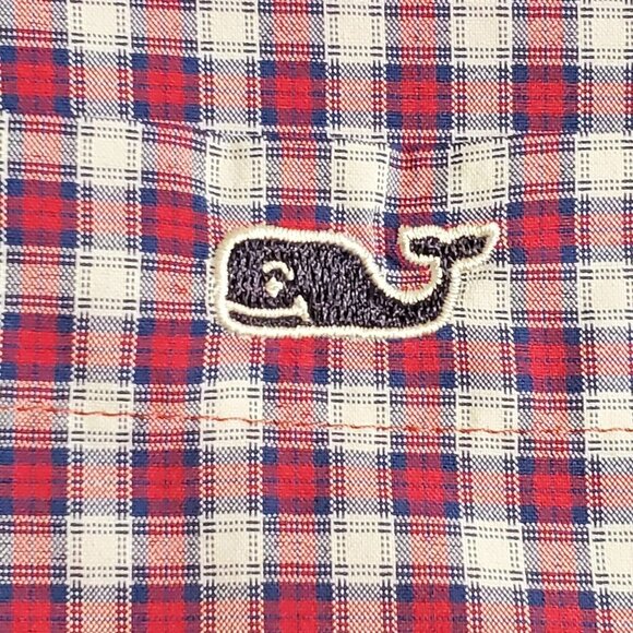 Vineyard Vines Shirt Adult Large Pink Red Whale Button Up Murray Mens Slim Fit - Picture 6 of 9